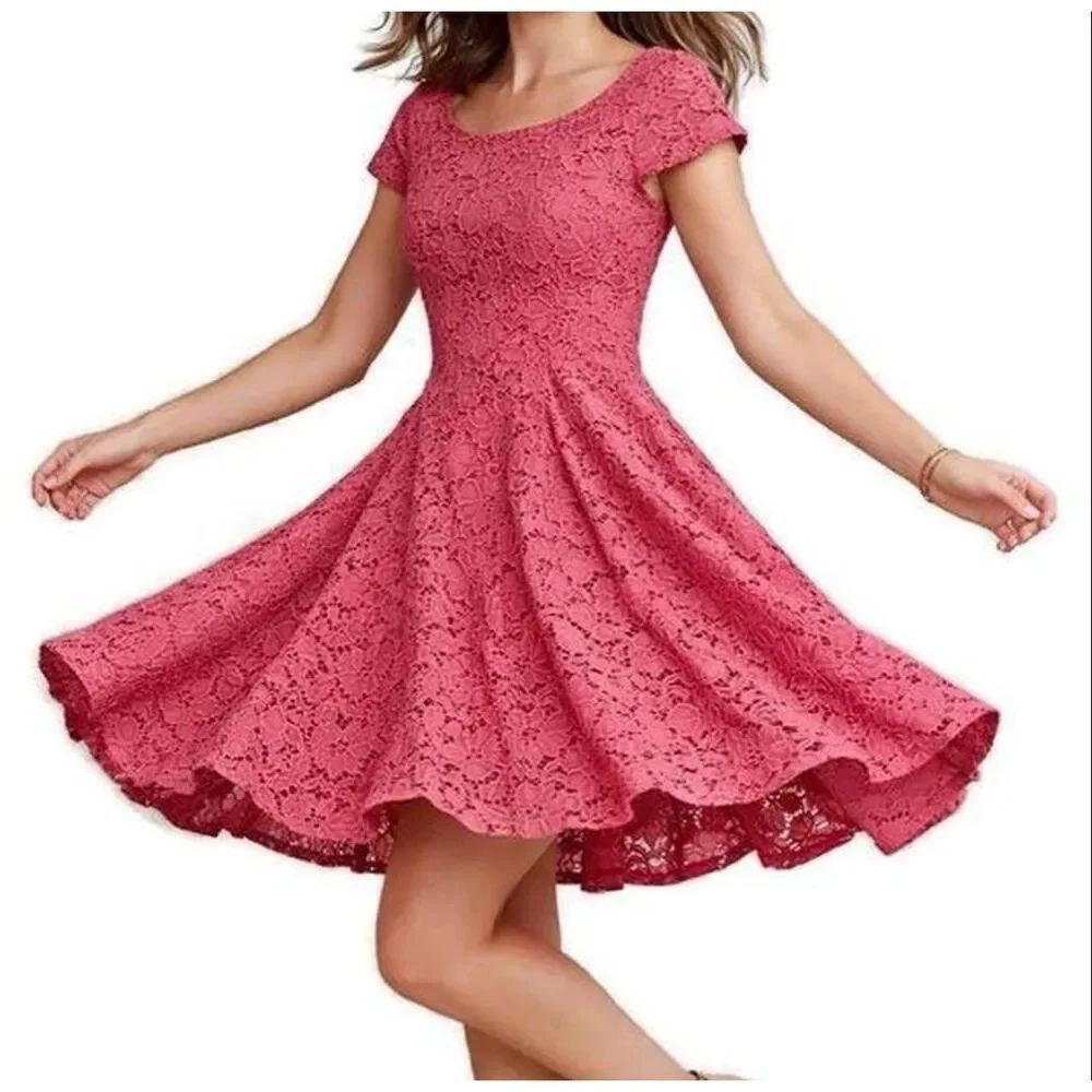 Anthropologie Maeve Fit Flare Dress Size XS Dayflower Lace Cap Sleeve Lined